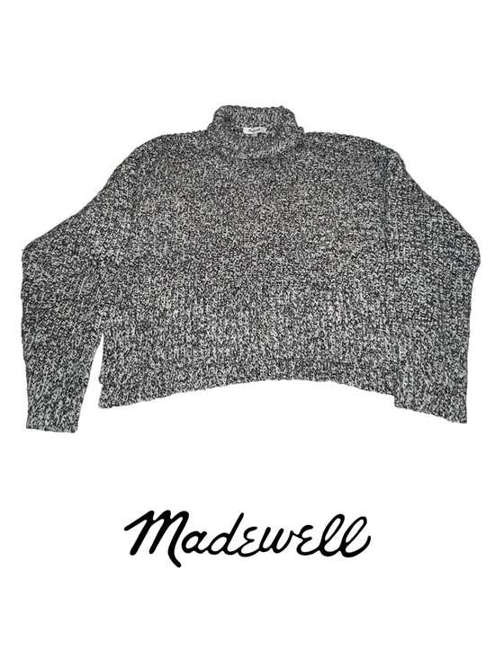 Madewell Sweaters - EUC- Women’s- Madewell- Sz S- Black & White Marled Turtleneck Cropped Sweater